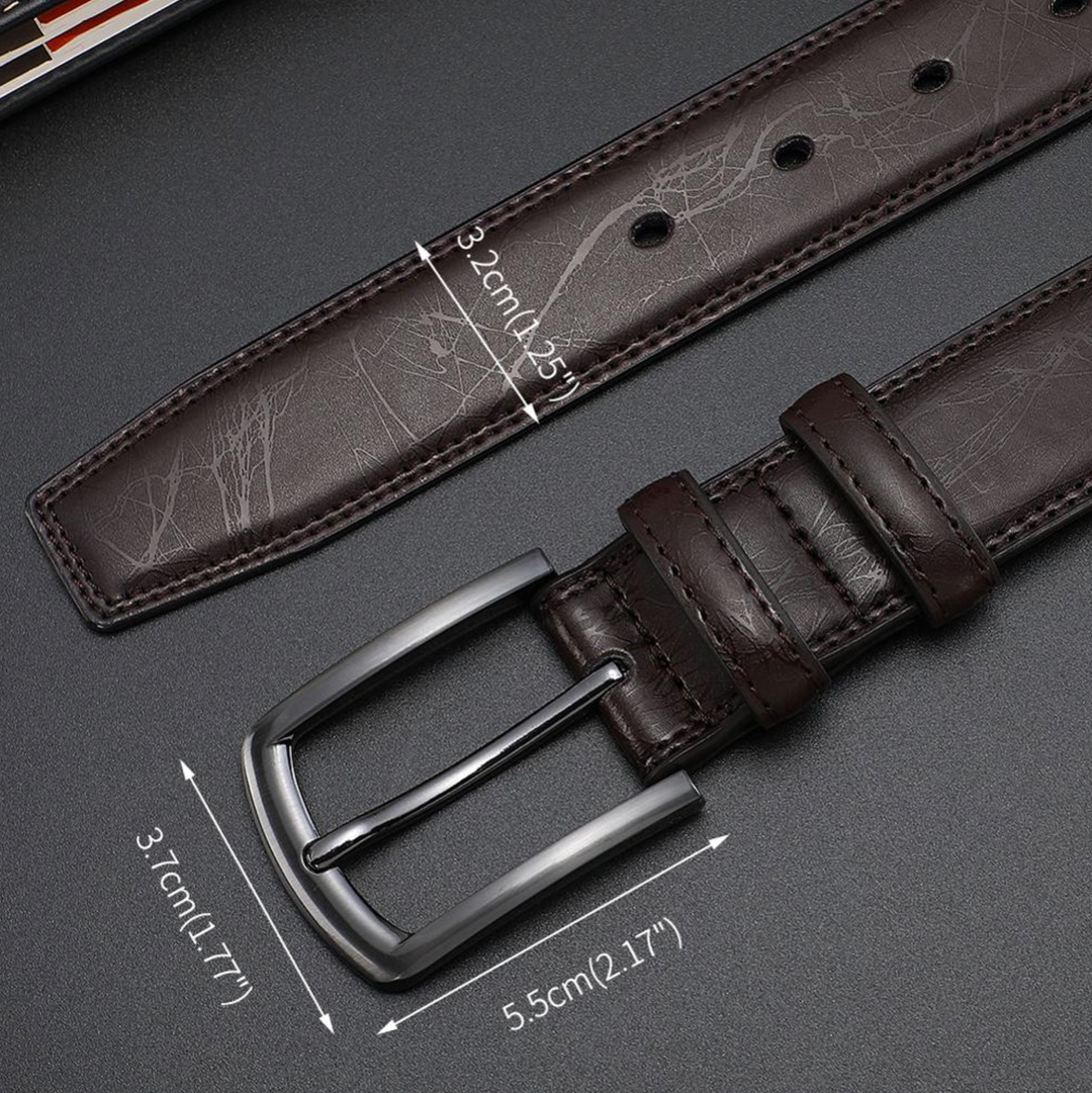 Ceinture en cuir marron pour homme avec boucle argentée, design intemporel et élégant, idéale pour tenues formelles ou décont