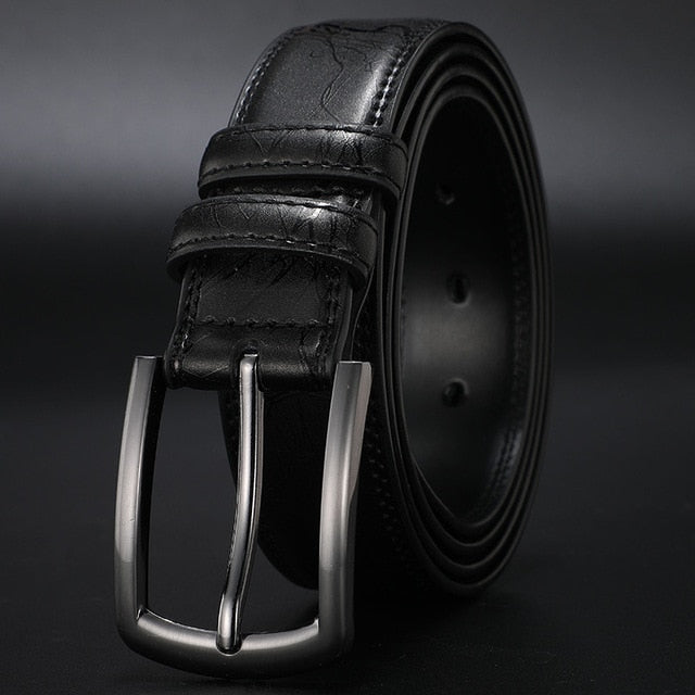 Ceinture en cuir marron pour homme avec boucle argentée, design intemporel et élégant, idéale pour tenues formelles ou décont