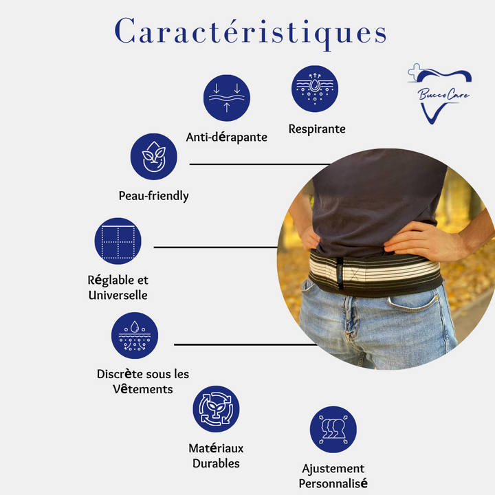 Ceinture lombaire ergonomique, noire, ajustable, pour soulagement des douleurs dorsales et confort quotidien, à usage discret