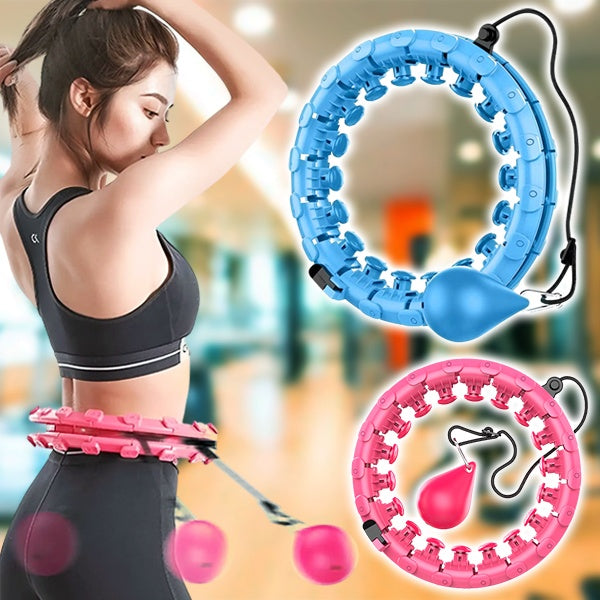 "Cerceau fitness hula hoop coloré et pondéré, idéal pour brûler des calories et tonifier les muscles à domicile."
