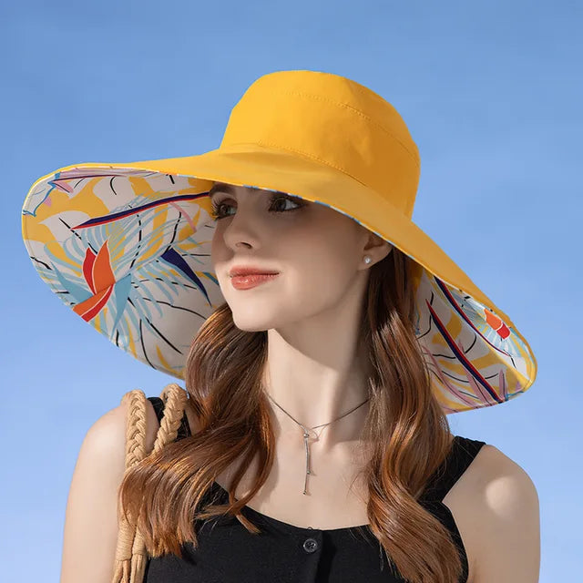 Bob d'été tendance réversible, accessoire mode femme pour les vacances et le soleil.