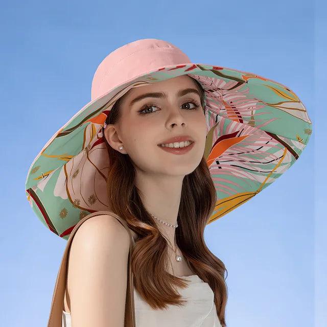 Chapeau bob femme protection solaire UV, réversible pour l'été et la plage.