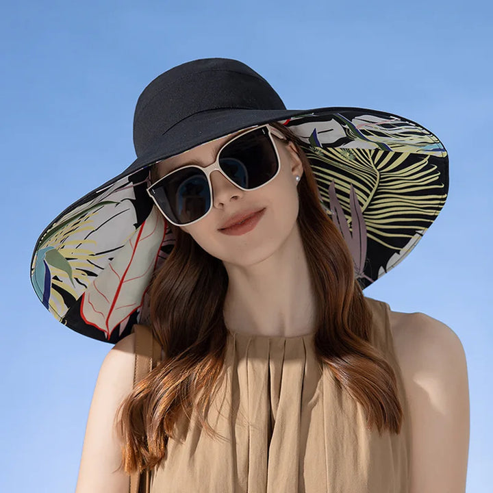 Bob d'été réversible femme, chapeau protection solaire UV pour plage et vacances.