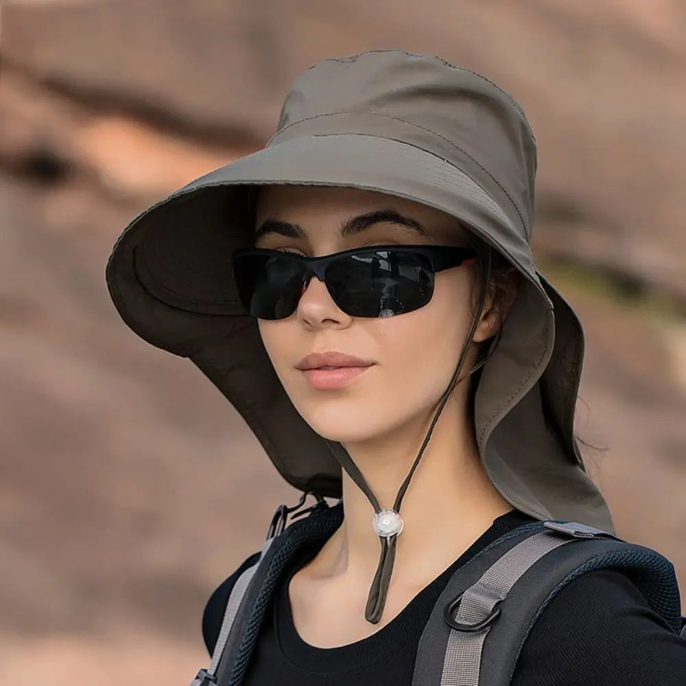 Chapeau d'extérieur femme anti-UV, léger et polyvalent, protège le cou pour la marche et les loisirs d'été.