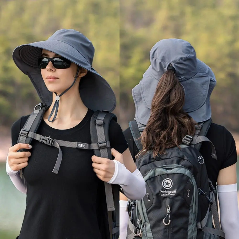 Chapeau femme respirant pour l'été, protection solaire anti-UV visage et cou, pour un confort optimal.