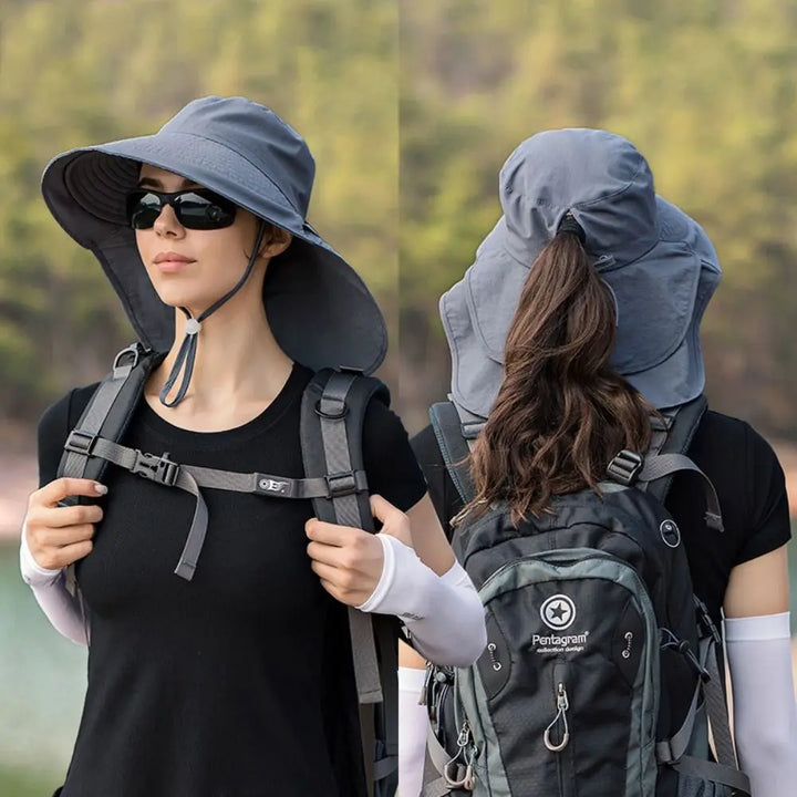 Chapeau femme respirant pour l'été, protection solaire anti-UV visage et cou, pour un confort optimal.