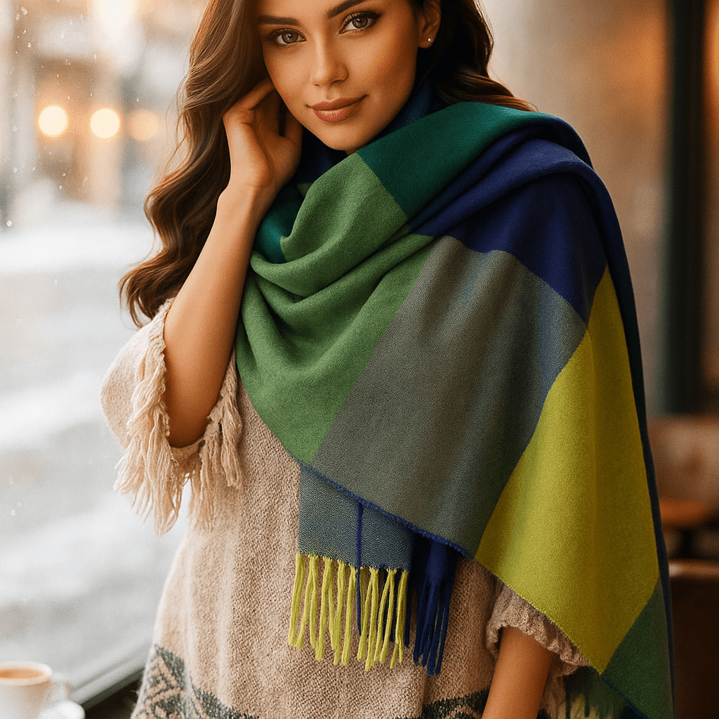 Écharpe femme en cachemire doux, texture enveloppante et chaleur confortable pour les jours froids.