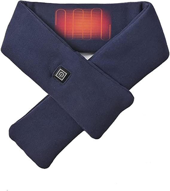 Écharpe chauffante unisexe moderne, couleur gris anthracite. Rechargeable USB, parfaite pour le cou et la nuque en hiver.