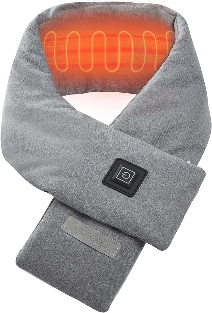 Écharpe chauffante portable noire, soulageant les tensions du cou et de la nuque. Chaleur douce et réconfortante USB.