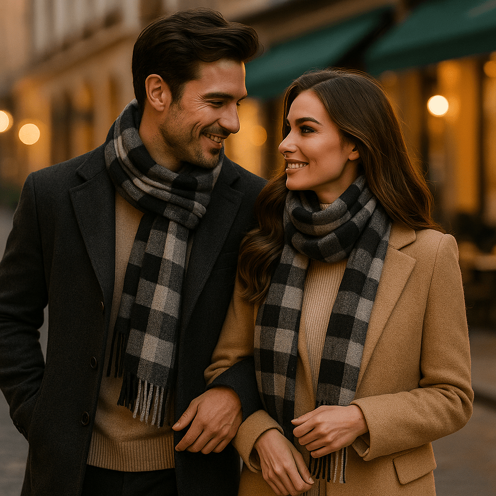 Écharpe hivernale pour homme, offrant une chaleur douillette et un style intemporel contre le froid.
