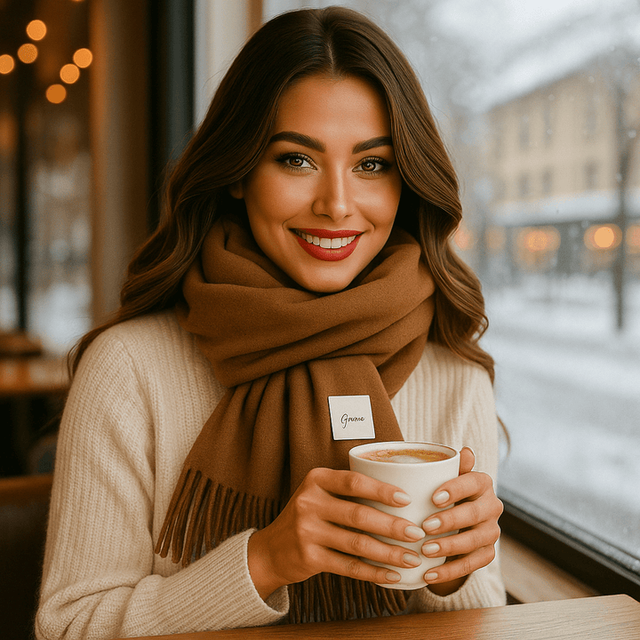 Accessoire mode féminin: écharpe d'hiver élégante, offrant chaleur et douceur suprêmes.