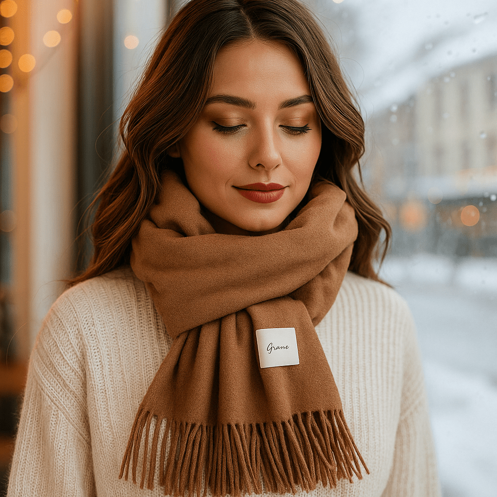 Écharpe femme hiver, design chic, matière chaude et douce pour un confort optimal.