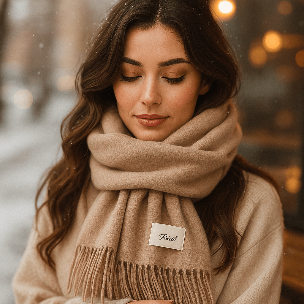 Accessoire d'hiver essentiel pour femme: écharpe chaude et douce, un must-have mode.