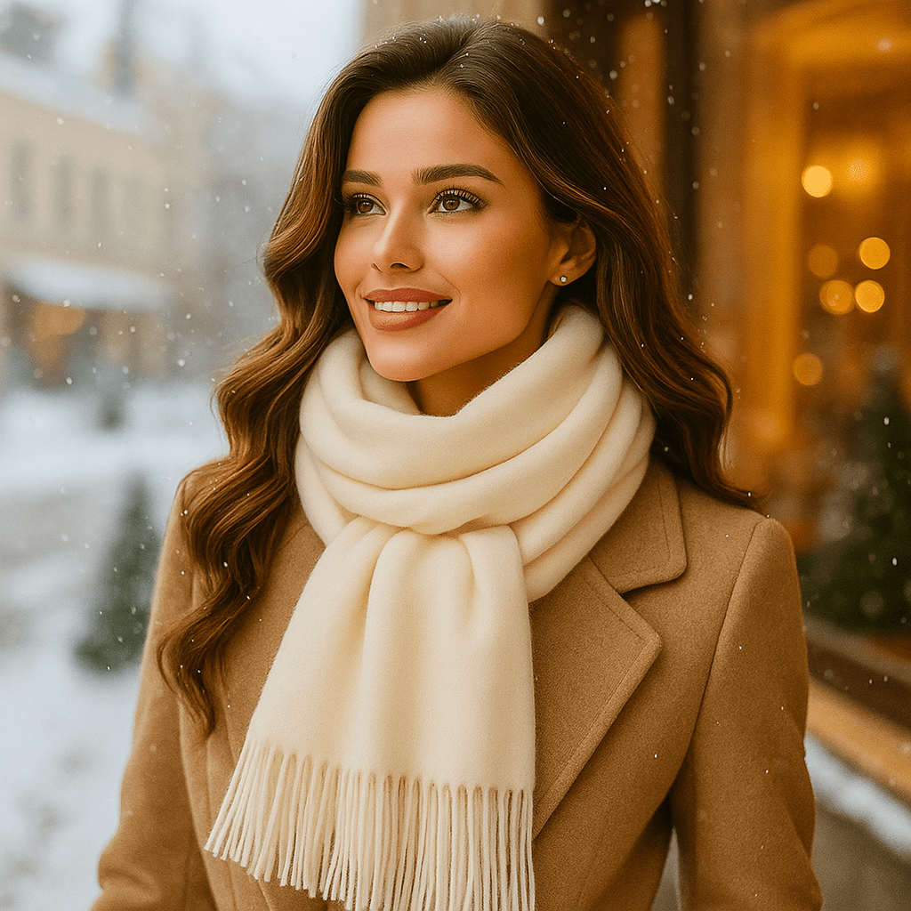 Écharpe cocooning femme, idéale pour l'hiver, procure une chaleur douillette et un grand confort.