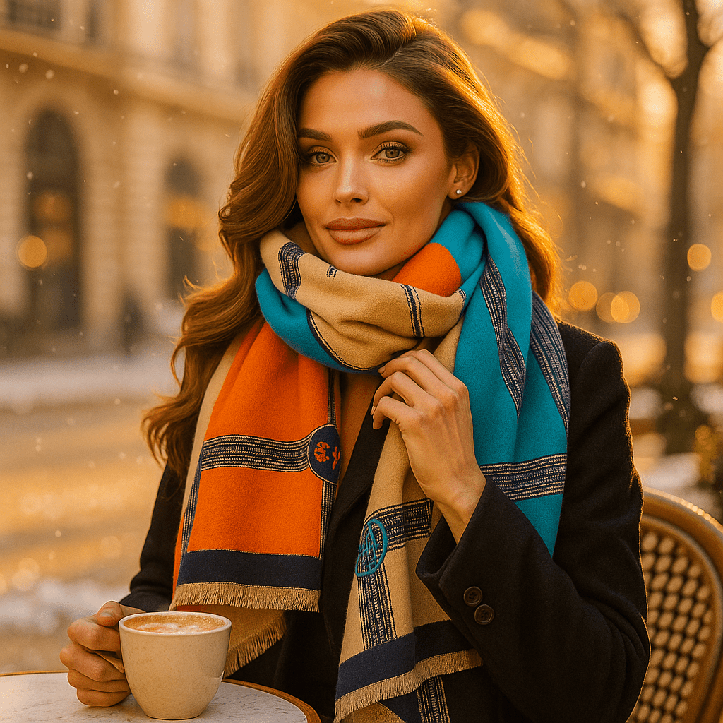 Écharpe chaude et douce en maille pour femme, élégante, parfaite pour l'hiver.