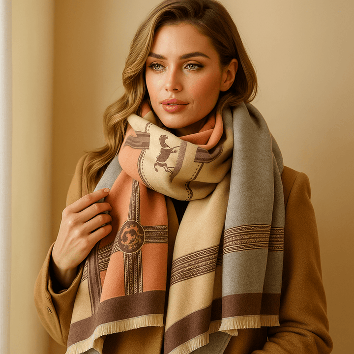Écharpe d'hiver en maille douce et chaude, accessoire élégant et confortable pour femme.