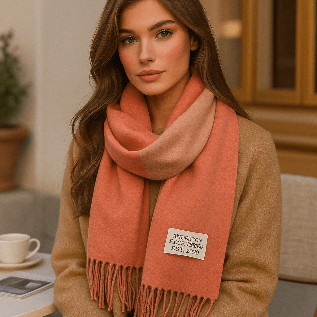 Gros plan sur la texture douce du pashmina réversible femme, qualité supérieure.