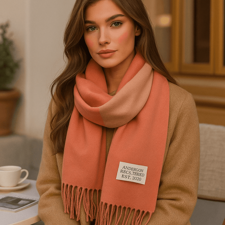 Gros plan sur la texture douce du pashmina réversible femme, qualité supérieure.