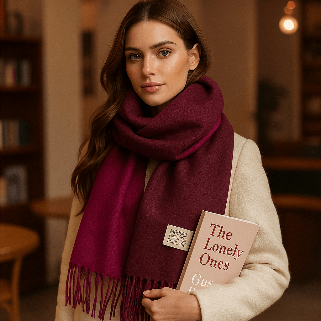 Pashmina réversible élégant pour femme, idéal pour automne, doux et chic.