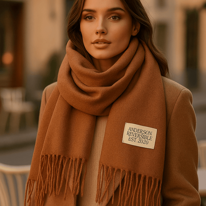 Écharpe douce pashmina réversible femme, accessoire chic automne-hiver.