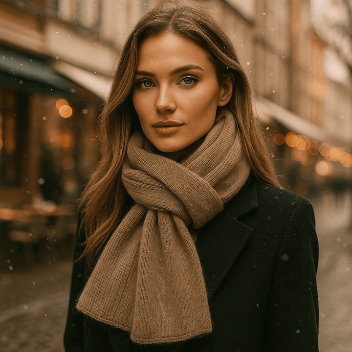 Écharpe tricotée unisexe douce et chaleureuse, accessoire élégant pour l'automne et l'hiver. Confort mode.