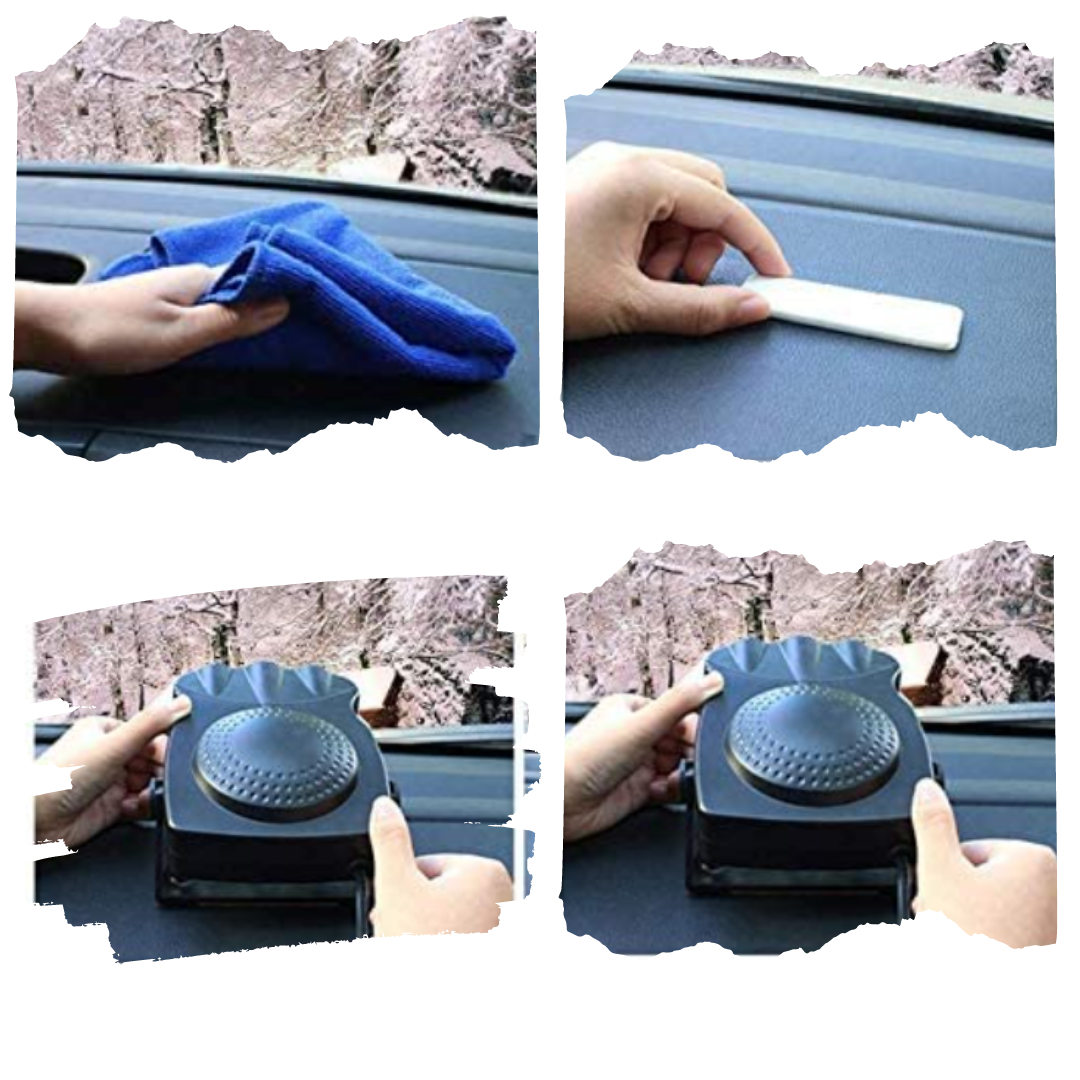 "Chauffage dégivrant compact pour voiture, couleur noire, connecté à l'allume-cigare, avec fonction dégivrage et ventilation.