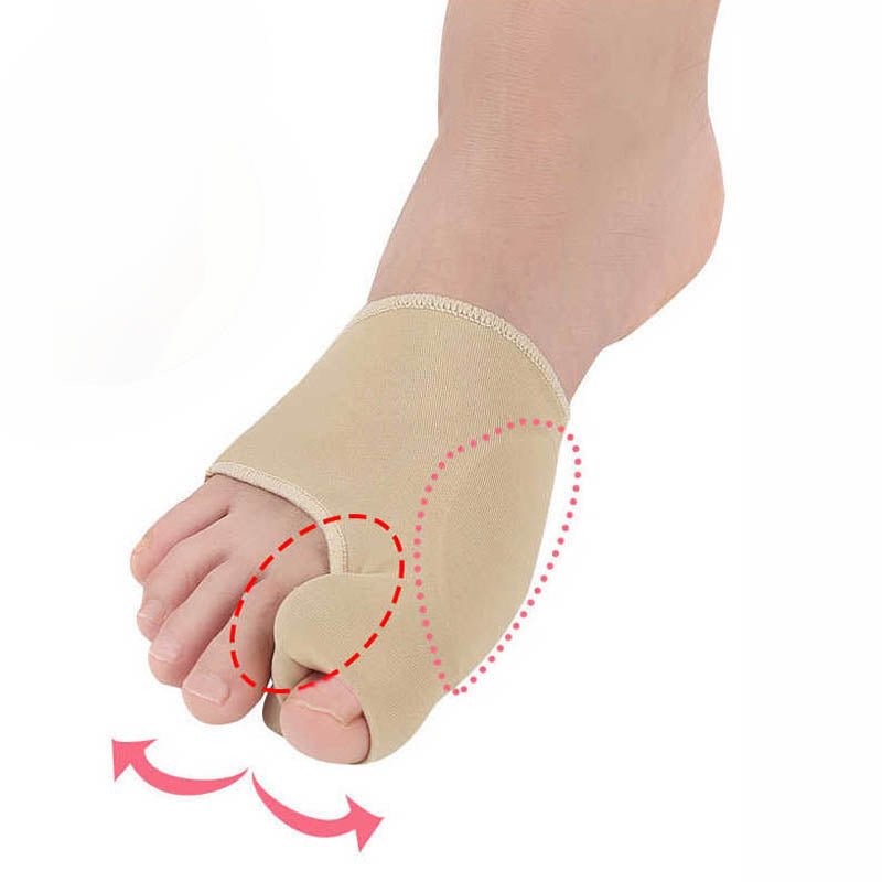 Chaussette correctrice hallux valgus, beige, tissu respirant, aligne orteils, confort discret, accessoire femme.