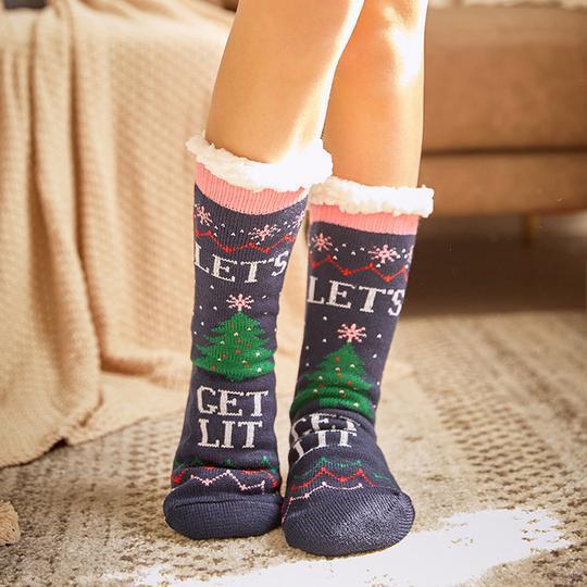 Chaussettes confortables femme, chaudes, antidérapantes, idéales pour les planchers glissants en hiver.