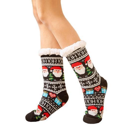 Chaussettes confortables pour femme, chaudes et antidérapantes pour soirées d'hiver au coin du feu.