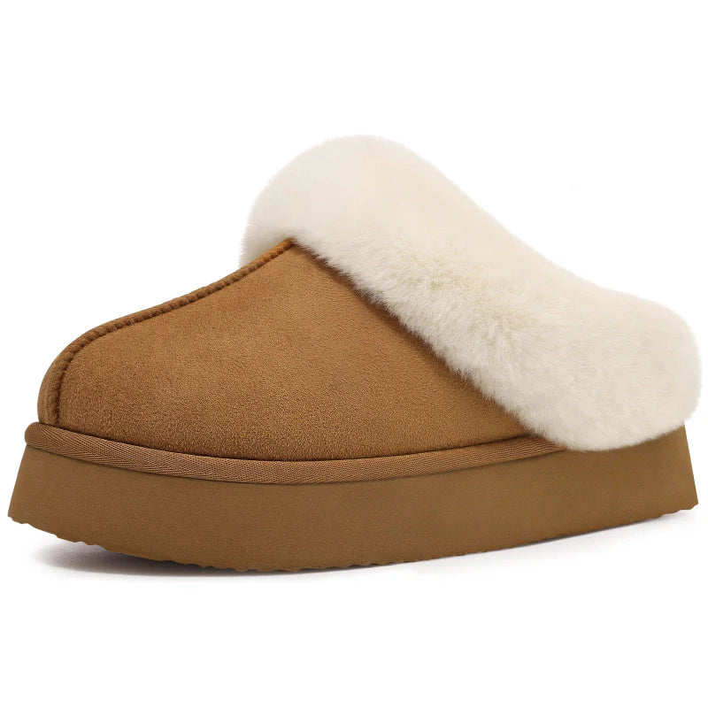 Chaussons d'hiver chauds et fourrés pour femme, confortables et douillets pour la maison.
