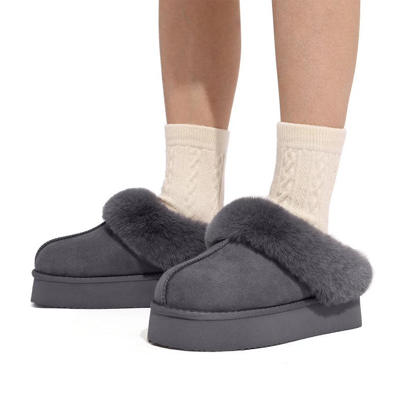 Chaussons femme ultra-chauds et fourrés, parfaits pour les soirées d'hiver douillettes à la maison.