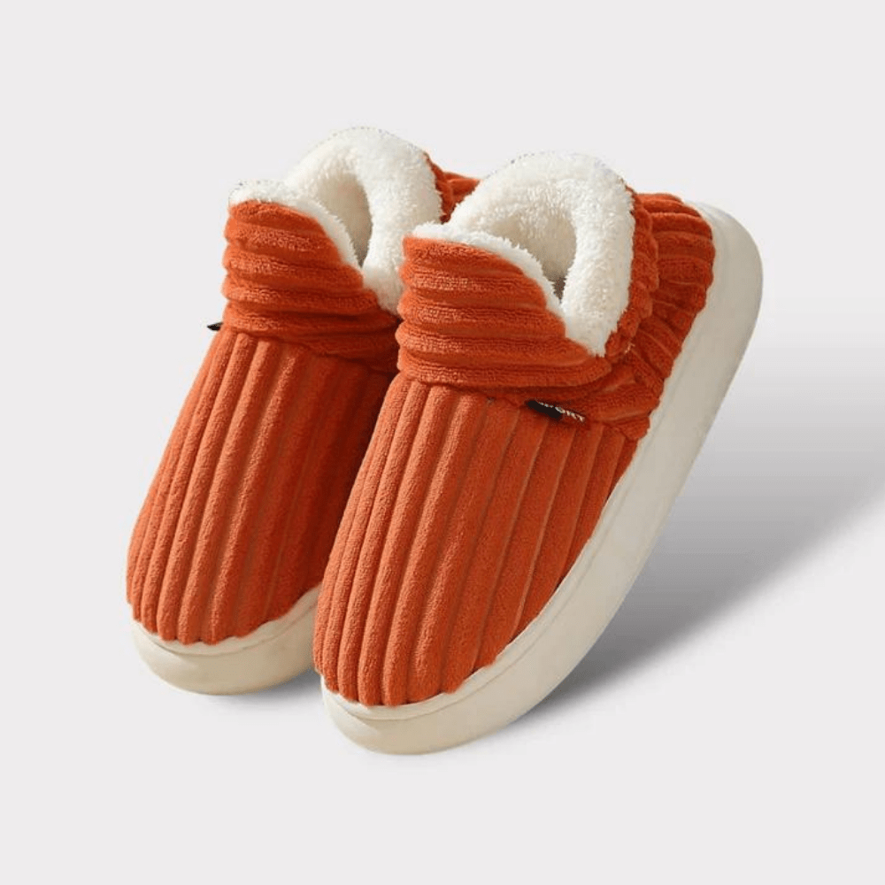 Chaussons femme design tricoté, intérieur moelleux, chaleur et antidérapant.