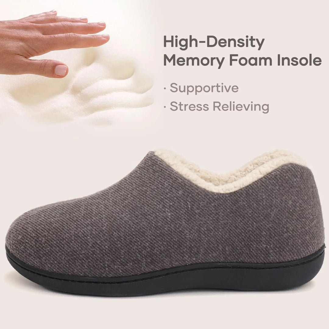 Chaussons hiver femme chauds, doublure laine, semelle antidérapante, confort maison.