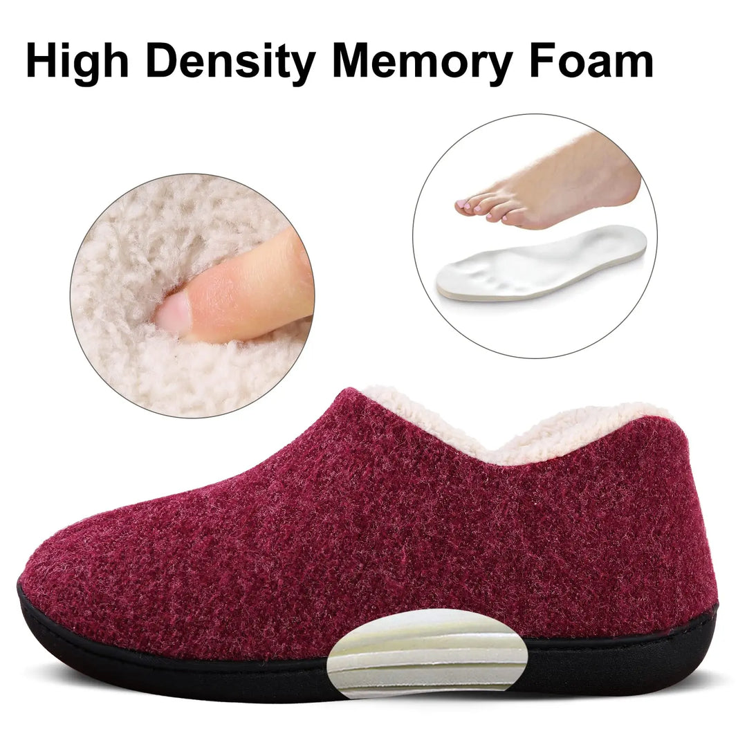 Chaussons confortables femme hiver, antidérapants, avec mousse à mémoire et doublure laine.