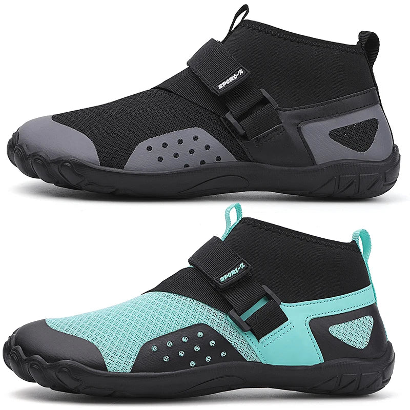 Chaussures de rivière pieds nus, hautes, assurant excellente adhérence et séchage rapide pour le confort.