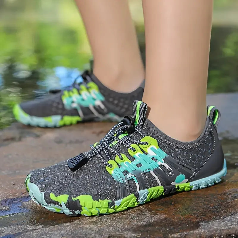 Chaussures aquatiques unisexe respirantes avec semelle antidérapante et séchage rapide, pour extérieur.