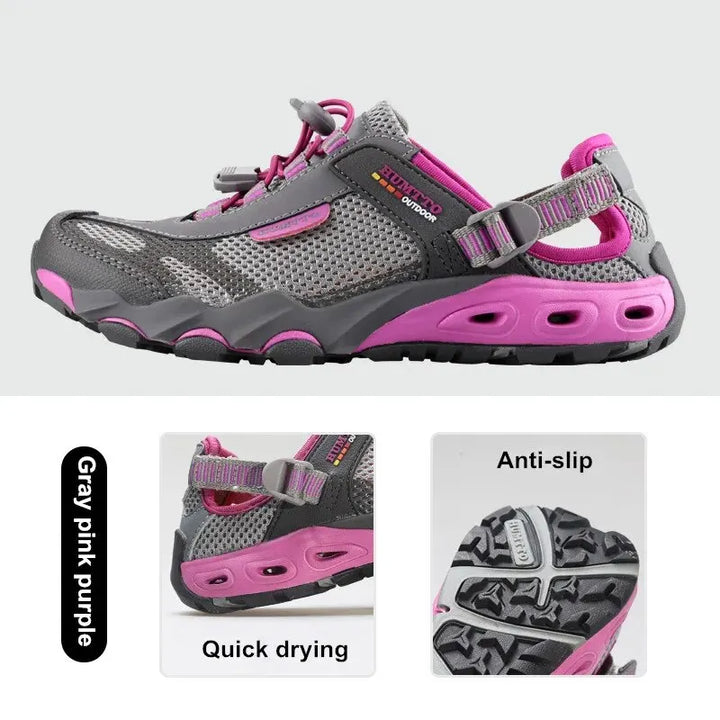Chaussures légères et respirantes pour femme, idéales pour l'eau et les activités extérieures.