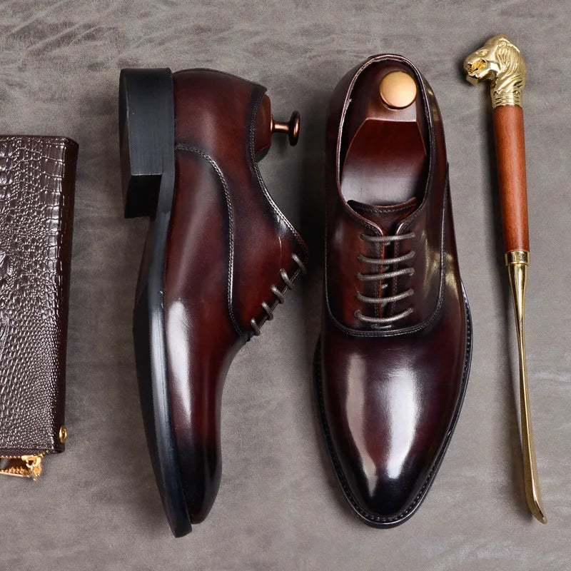 "Chaussures classiques en cuir véritable pour hommes, élégantes, avec semelle ergonomique pour un confort et style supérieurs