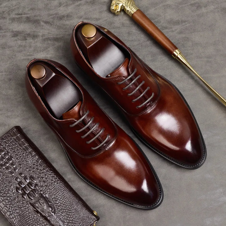 "Chaussures classiques en cuir véritable pour hommes, élégantes, avec semelle ergonomique pour un confort et style supérieurs