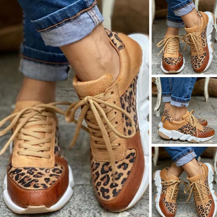 Chaussures confortables léopard pour femmes. Idéales pour un look casual tendance et un style urbain.
