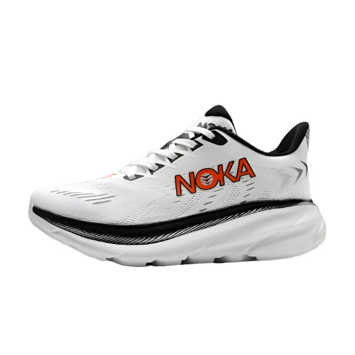 "Chaussures de course légères homme, tige Flyknit respirante, couleur vive, amorti supérieur, design moderne."