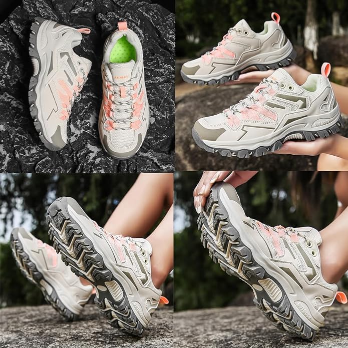 Chaussures de marche randonnée femmes roses/violettes légères, confortables pour sentiers urbains et extérieurs.