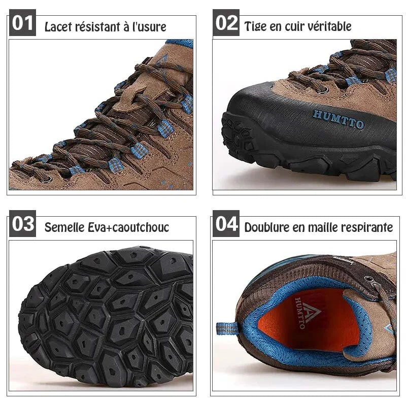 Chaussures de randonnée hommes respirantes, parfaites pour garder les pieds au sec et frais en plein air.
