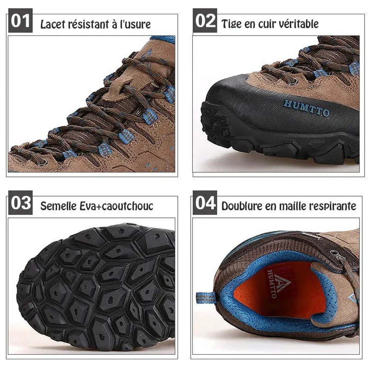 Chaussures de randonnée hommes respirantes, parfaites pour garder les pieds au sec et frais en plein air.