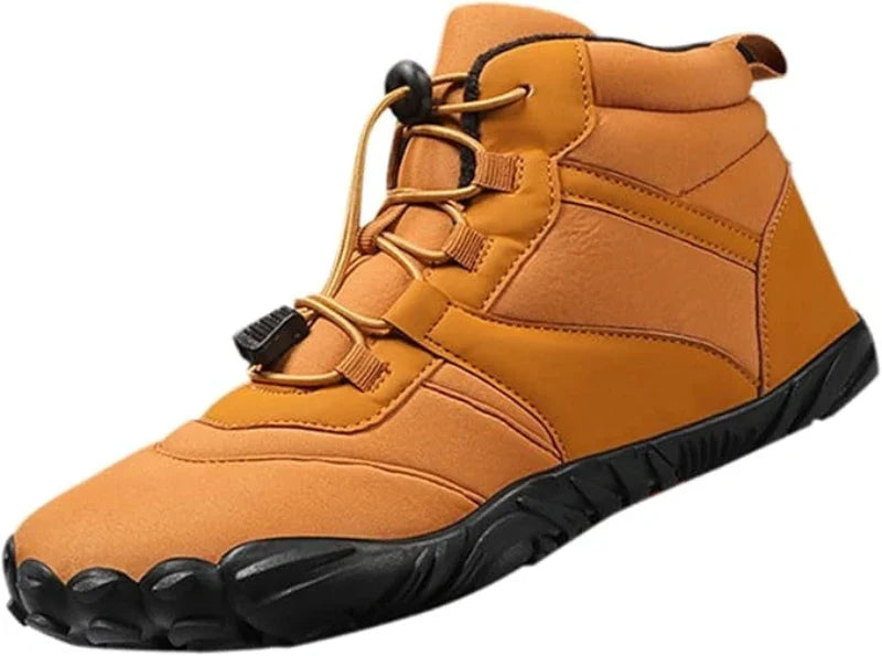 Bottes de randonnée pieds nus chaudes, imperméables et antidérapantes. Idéales pour sentiers d'hiver.