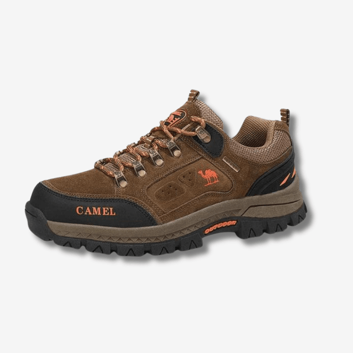 "Chaussures de randonnée imperméables pour homme, semelle antidérapante, couleur gris, idéale pour aventures extérieures."
