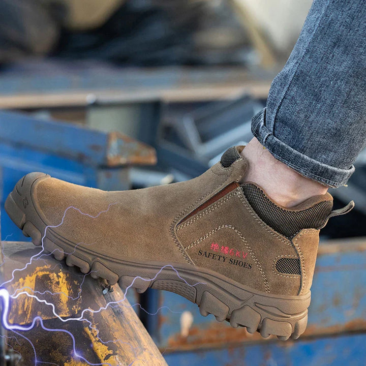 Chaussures de sécurité à enfiler confortables pour hommes, antidérapantes, parfaites pour longues journées de travail.