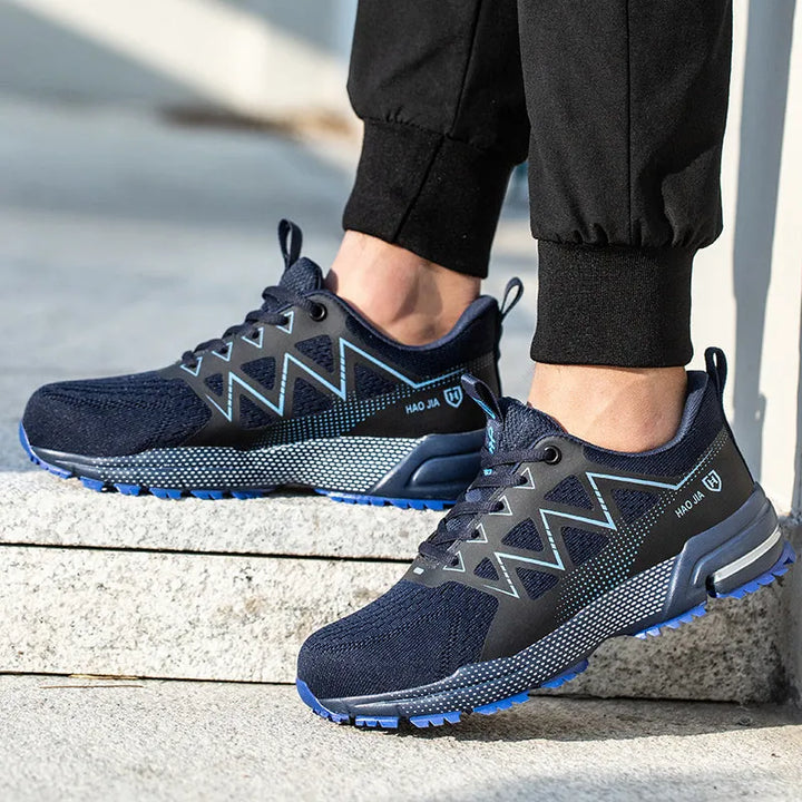 Chaussures de sécurité homme, légères et antidérapantes, conçues pour travail intensif.