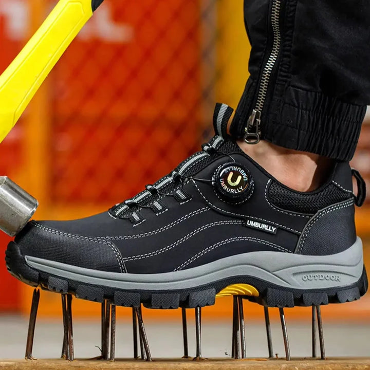 Chaussures de sécurité homme avec embout renforcé, anti-perforation et semelle antidérapante pour bâtiment.