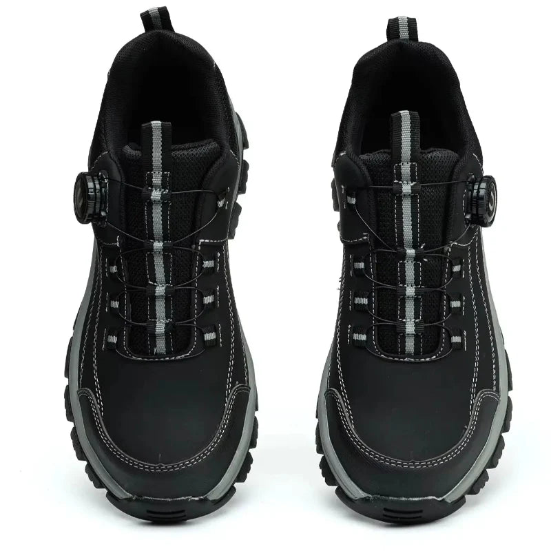 Chaussures de sécurité homme, légères et respirantes, avec embout renforcé et bouton rotatif pour le travail.